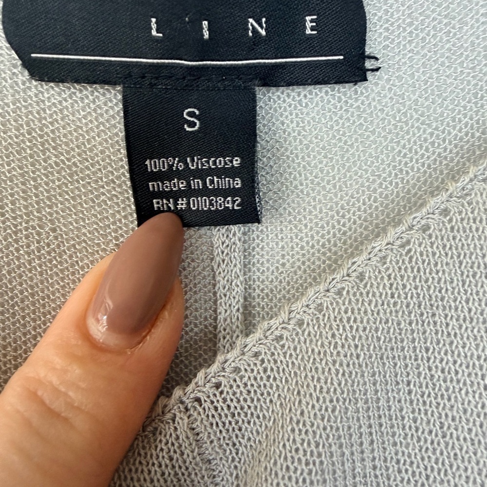 LINE Flowy Mesh Blouse – Grey – Size S – Elegant Draped Top - Picture 5 of 17